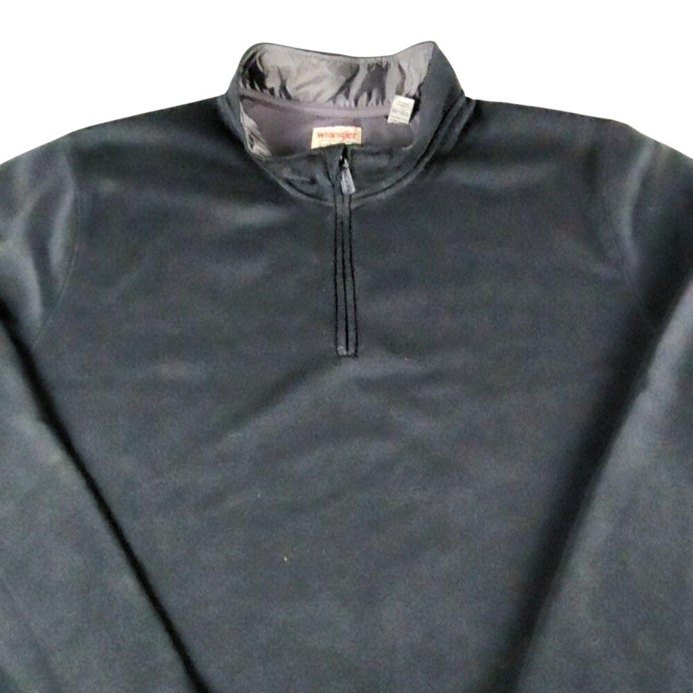 Wrangler Authentics Sweatshirt Mens 3XL Black 1/4 Zip Fleece Mock Neck Pullover